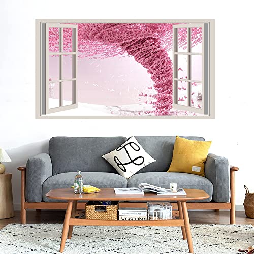 GADGETS WRAP Printed Wall Decal Sticker Fake Window Style Decal (90cm x 50cm) - Pink Twister