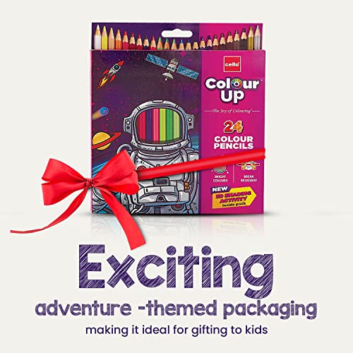 Cello Colourup Colour Pencil Set|Pack Of 24 Colour Pencils|Bright And Strong Colours Pencils|Non-Toxic Colouring Set|Safe Colour Pencils For Children|Colour Pencils|Diwali Gifts|Multicolor