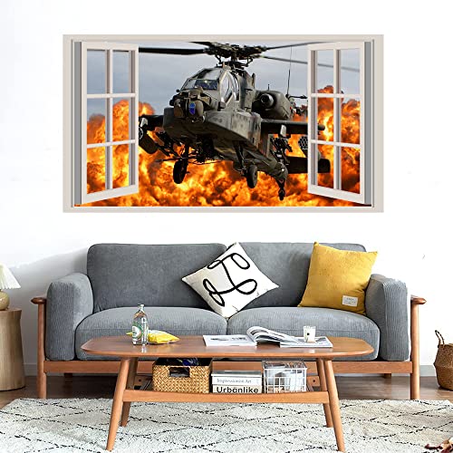 GADGETS WRAP Printed Wall Decal Sticker Fake Window Style Decal (90cm x 50cm) - Military Helicopter