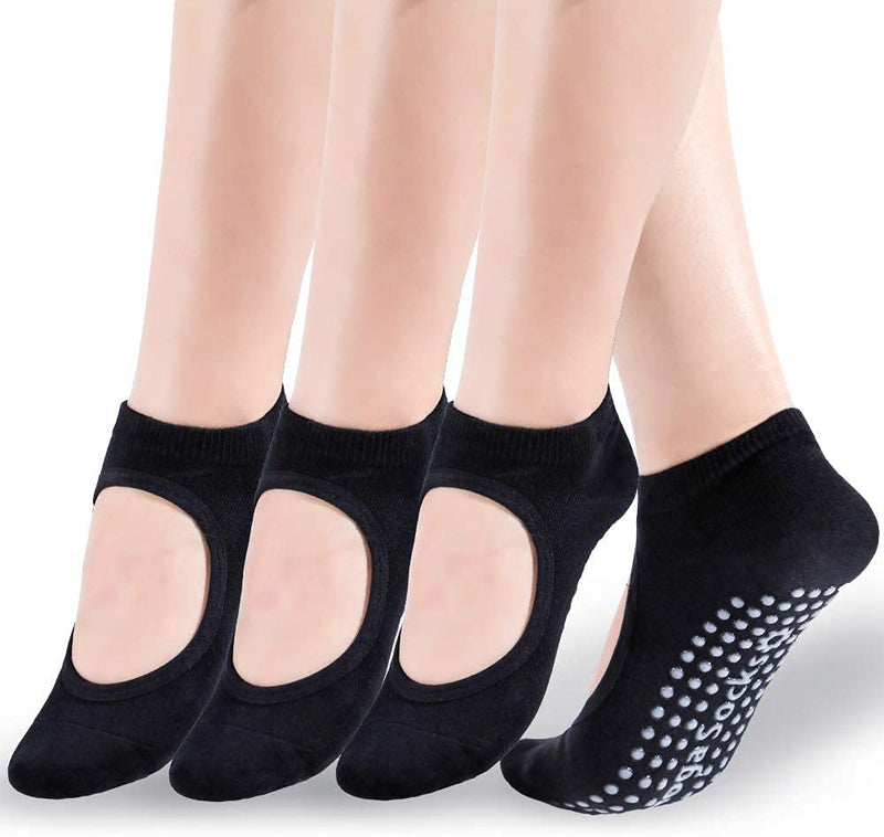 Marrone Women Non Slip Socks with Grips - Ideal for Pilates, YBallet Barre, Dance, Fitness, Home Gym Workout Accessories Ladies Sports Socks