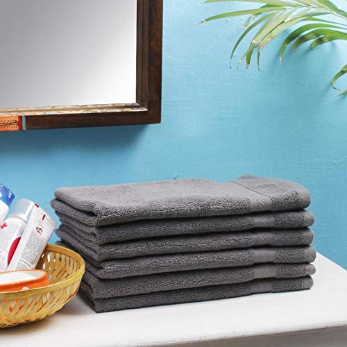 FRESH FROM LOOM 100% Cotton 500 GSM Hand Towel Set of 6pc, Grey Color, 16x28 inch