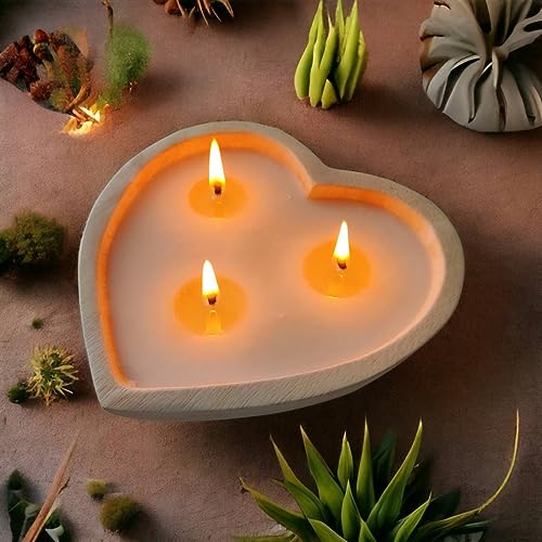 BestySuperStore 6” Heart Shaped Wooden Bowl Lavender Scented Soy Wax Candle - 3 Wicks 5 oz Decorative Dough Bowls Candles for Anniversary Engagement Wedding Birthday Valentine Christmas Gifts