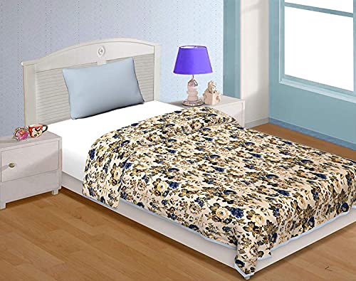 KANSHOK Microfiber Cotton Soft and Light Weight Designer Flowers Printed Single Bed Ac Comforter for Home Light Weight Rajasthani Cotton AC Blanket (Single Bed) (D 5, Single Bed)