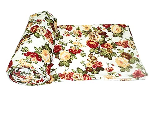 Shree Shyam 100% Single Bed AC Dohar Floral Blanket, Microfibre, 450gsm, Red, Blue, White Flowers