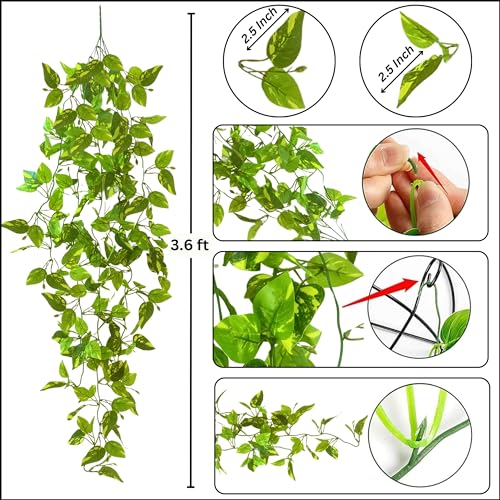 Tdas Artificial Plants Leaves Hanging Ivy Garlands Plant Greenery Vine Creeper Home Decor Door Wall Balcony Decoration Party Festival Craft (Design3 (2 Pieces))