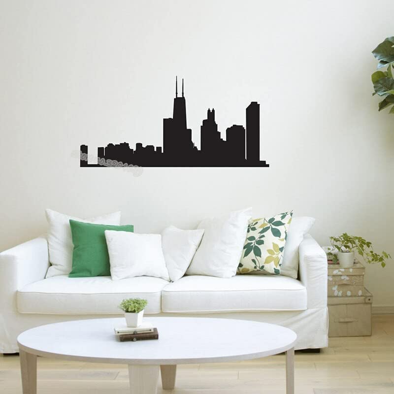 GADGETS WRAP Wall Decal Vinyl Sticker for Home Office Room Decoration Chicago Skyline Building Wall Sticker