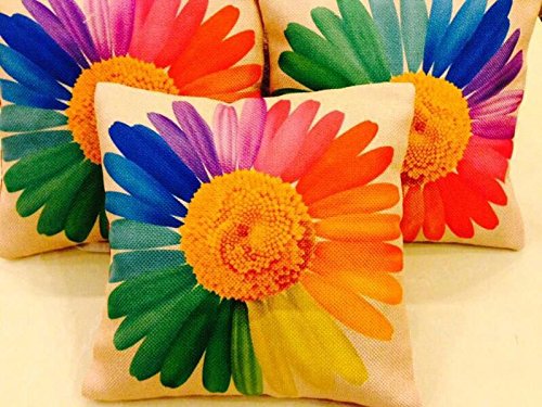 AEROHAVEN™ Set of 5 Floral Decorative Hand Made Jute Throw/Pillow Cushion Covers - CC23 - (Multicolor, 16 Inch x 16 Inch)
