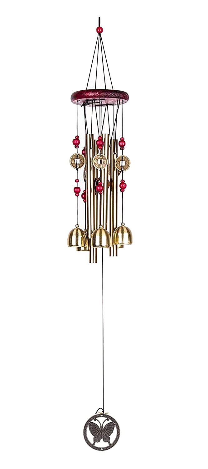 SETHI TRADERS | Metal Wind Chimes with 4 Pipe and 5 Bells for Feng Shui at Home Balcony Garden Positive Energy, Home Decor Hanging Gifts for Loved Ones Jingle Good Sound 21 Inch Long