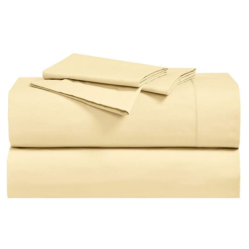 California King, Gold : Abripedic Crispy Percale Sheets, 300-Thread-Count, 4PC Solid Sheet Set, 100% Cotton, 22 Inch Super Deep Pocket, California-King, Gold