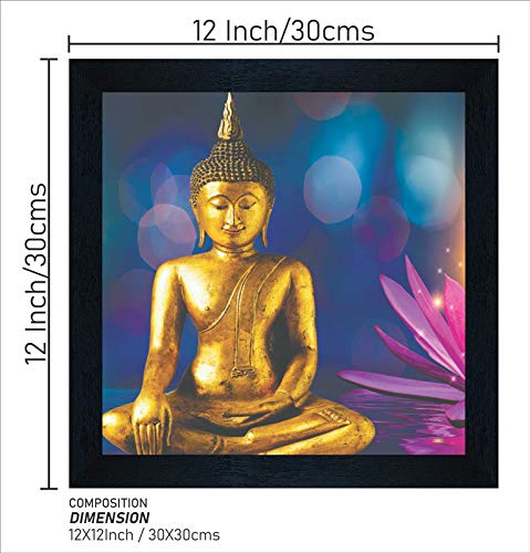 SAF 'Buddha' Multi-Effect UV Textured Painting with Frame 12 inch X 12 inch SANFN31019