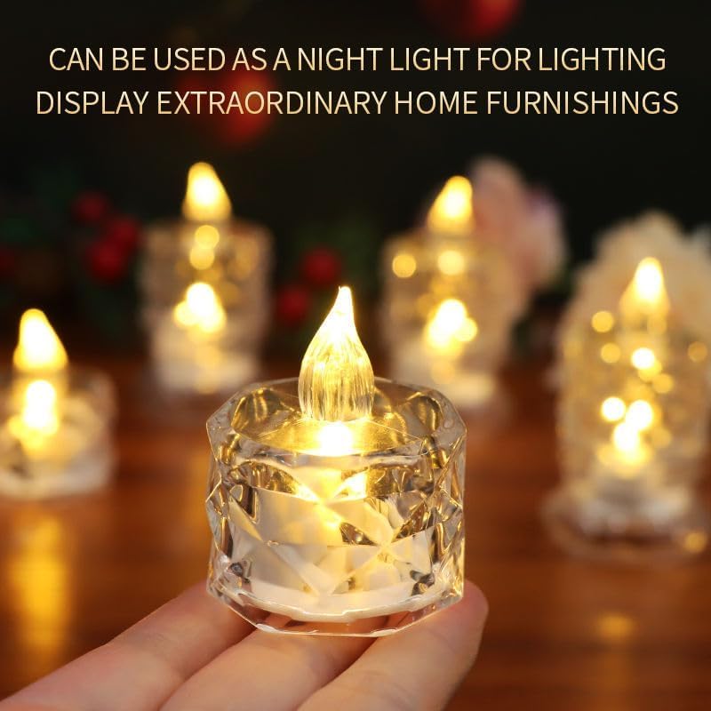 Basild 12 Pcs Flameless and Smokeless Decorative Candles Transparent Acrylic Led Light Candle for Gifting, House, Balcony, Room, Diwali, Christmas, Festival, Events Decor(Yellow, 2 cm) (12 Pcs)