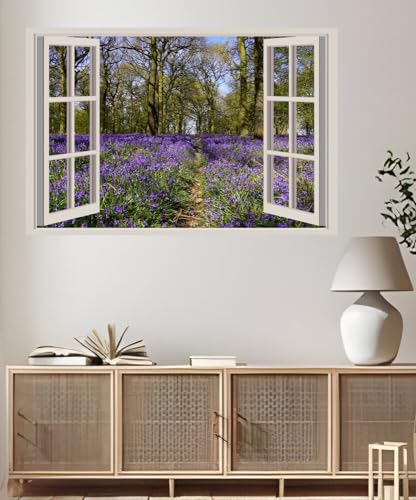 JVERF - JZZA31019 United Kingdom Spring Forests Campanula Felley| Self-Adhesive Open Window Wall Sticker