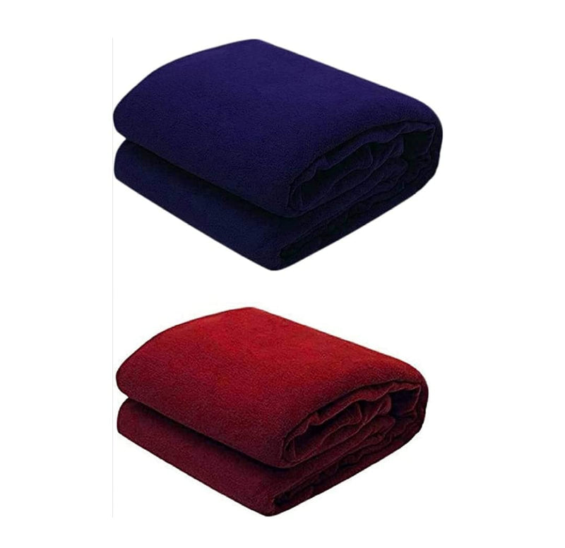 Cool Dealzz All Season Solid Fleece Blanket Combo for Single Bed | Light Weight Soft and Plush Plain Warm or Hot AC Blankets for Bedroom Living Room, Pack of 2pc