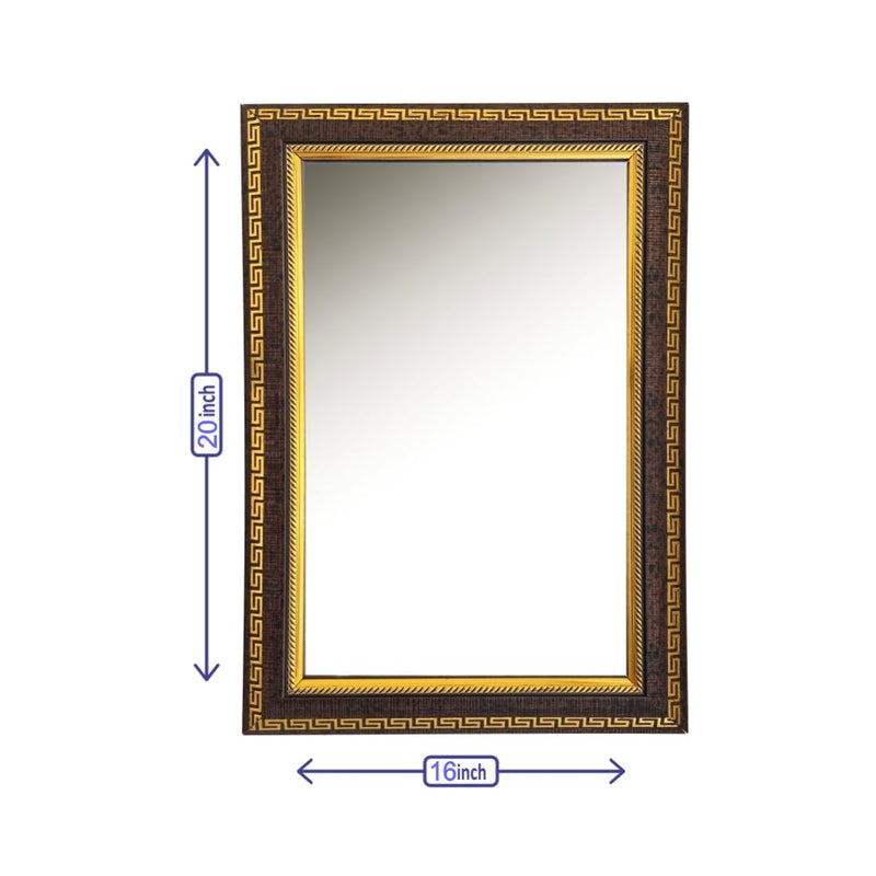 AG CRAFTS Bathroom Mirror for Glass with Frame, Golden Brown Wood Frame Hanging Bathroom Mirror Size 16x20