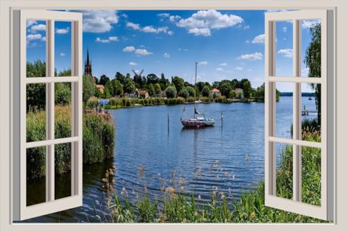 JVERF - JZZA22216 Germany Rivers Church Boats Havel Clouds| Self-Adhesive Open Window Wall Sticker