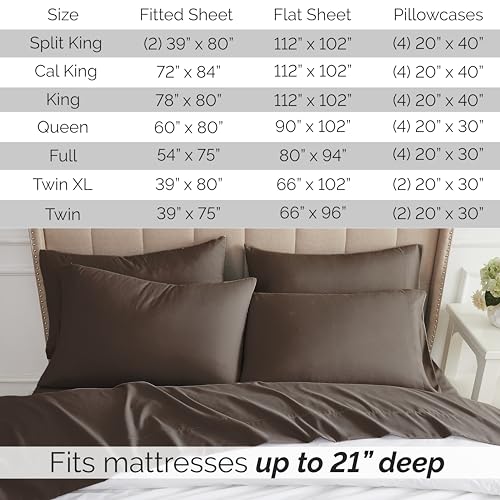 Southshore Fine Linens (TM) Aspen Springs 6 Piece - Extra Deep Pocket Sheet Set - CHOCOLATE BROWN - California King