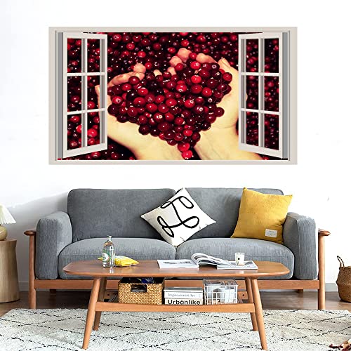 GADGETS WRAP Printed Wall Decal Sticker Fake Window Style Decal (90cm x 50cm) - Cranberry