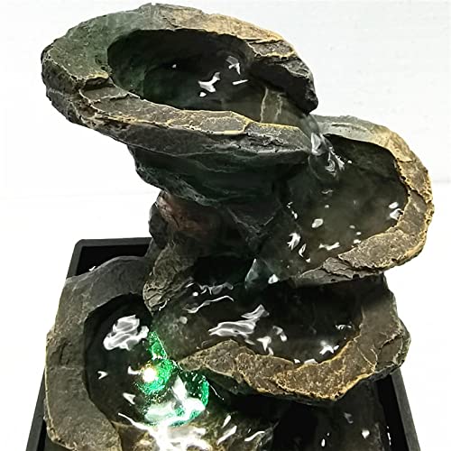 ATORSE® Indoor Tabletop Fountain Waterfall Resin with Led Lights for Desk Garden Style A