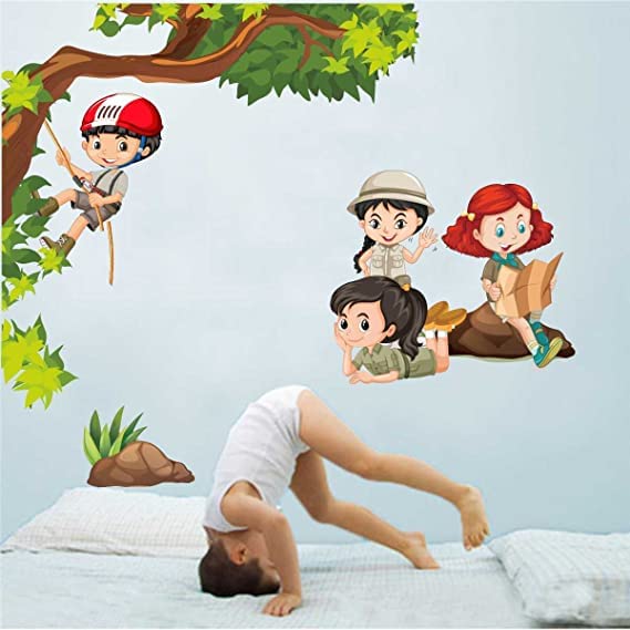 HS Decor ' Kids Activity ' (Material - PVC Vinyl Matte Finish, Wall Coverage Area - Height 85cm X Width 100cm) ( Pack of 1) Wall Sticker