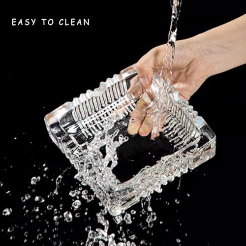 PIRU Square Heavy Glass Crystal Ashtray For Indoor, Ash Trays For Smoking For Home, Ashtray For Cigarette Stylish, Ashtray (PACK-2)