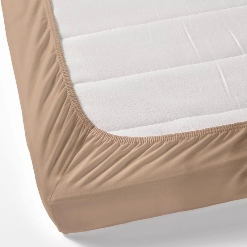 haus & kinder 100% Cotton Elastic Fitted Bedsheet King Size For Double Bed | 300Tc 1 Elastic Bedsheet King Size Cotton & 2 Pillow Covers (78 X 72 Inches + 13 Deep Pocket) | Apricot, 300 tc