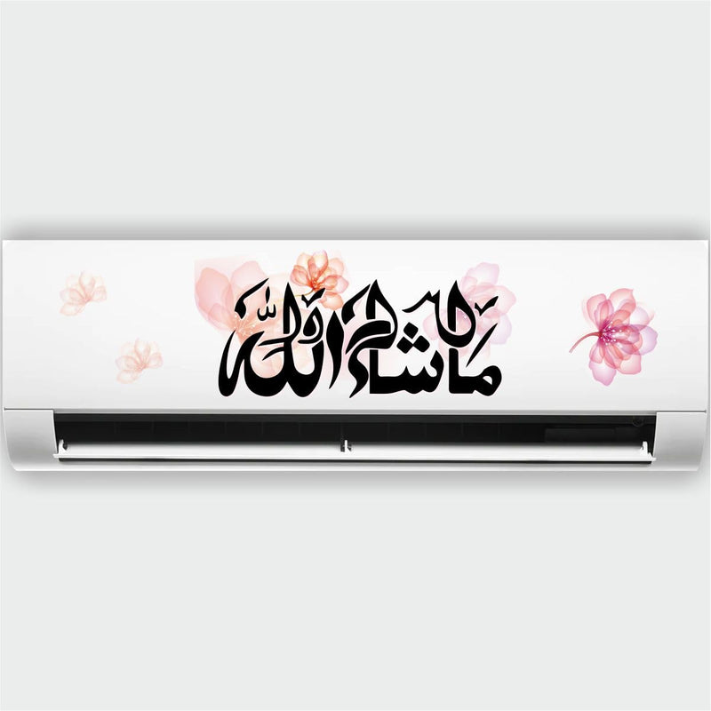 Decals Creation™ AC Sticker Floral Split Ac Stickers Air Conditioner Sticker Colour ful Urdu Fount