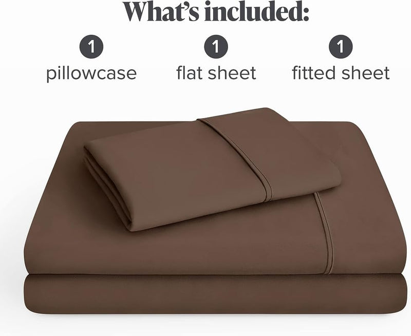 Amazon Brand � Umi 100 GSM Brushed Micro Fabric Fitted Bedsheet with Flat Sheet and 1 Pillow Cover - Brown