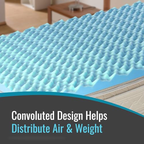 DMI Convoluted Foam Bed Pad Mattress Topper, Hospital Size 33 x 76 x 4 Inches, Blue