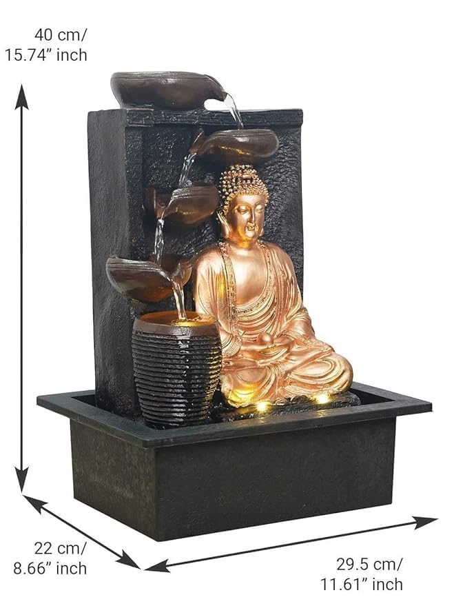 4-Step Lighten Buddha Water Fountain for Meditation and Home Decor