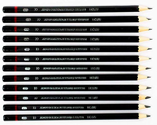 INOVERA (LABEL) 12 Set Professional Drawing Art Sketch Graphite Pencils, 2H, H, F, Hb, B, 2B, 3B, 4B, 5B, 6B, 7B, 8B, Black (Pack Of 1 (12 Pencils))