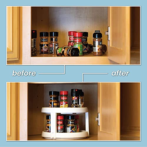 House of Quirk Non Skid Turntable Lazy Susan Cabinet Organizer 2 Tier 360 Degree Rotating Spice Rack