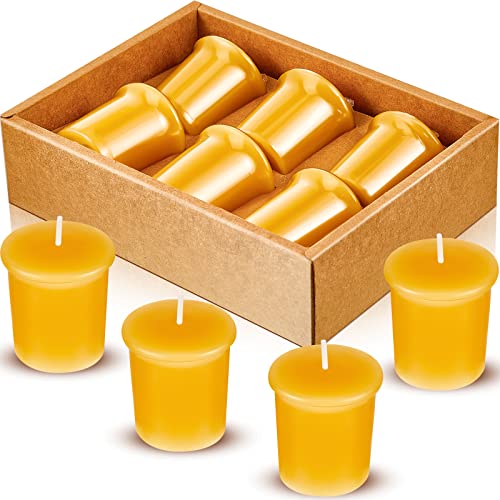 Sumind Pack of 10 Pure Beeswax Candles Unscented Natural Beeswax Votive Candles for Home Room Decor Party Wedding Spa Gift