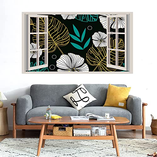 GADGETS WRAP Printed Wall Decal Sticker Fake Window Style Decal (90cm x 50cm) - Plants Pattern