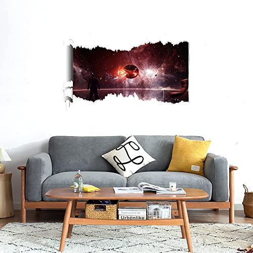 GADGETS WRAP Printed Wall Decal Sticker Scratched Paper Style Wall Decal (90cm x 50cm) - Watching Galaxy in Office