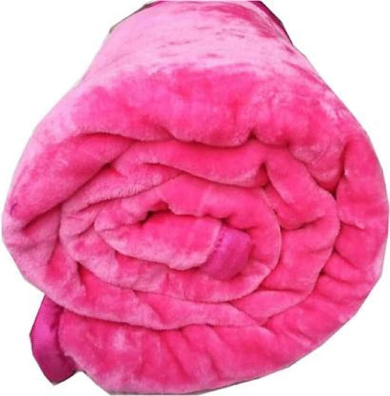 HomyReef 500 TC Winter/Mild-Winter Solid/Floral Light Weight Super Soft Warm Mink Single Bed Blanket for Winter (215 x 152 cm), Lightweight (Pink, Single Bed - 85x60 Inch)