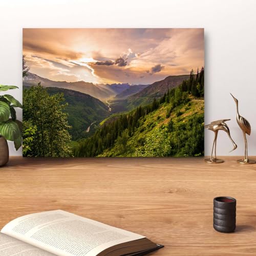 GADGETS WRAP Canvas Gallery Wrap Framed for Home Office Studio Living Room Decoration (14x11inch) - Mountains Trees Landscape