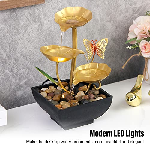 Tabletop Fountain, Lightweight Indoor Water Fountain Modern LED Lights for Living Room (EU Plug 220-240V)