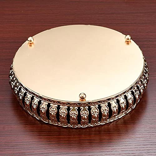 CALANDIS Round Crystal Iron Cosmetic Perfume Organizer Tray Cake Display Decor 21cm