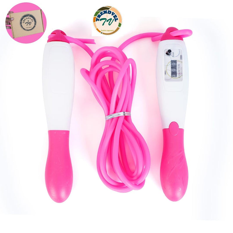 TRENDVEL Skipping Rope with Digital Counter for Men,Women,Kids. Jump Rope with Adjustable Height, Elegant handle. Gym Rope for Sports, Body fitness,workout. Made of Polyvinyl Chlorine,Multi Colour.