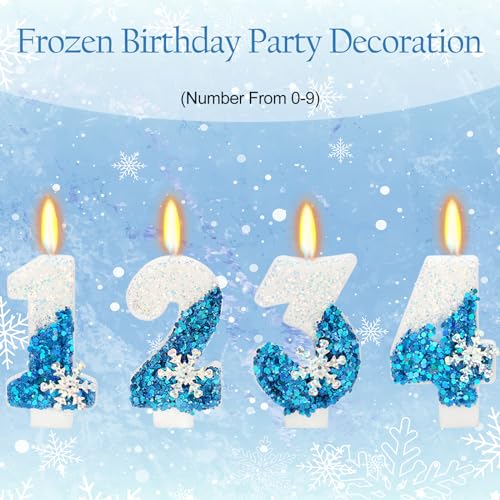 Snow Themed Birthday Candles, 5th Birthday Candle for Party Supplies, Winter Birthday Party Supplies, 2.76 inch Number 5 Cake Topper Decoration (Number 5)