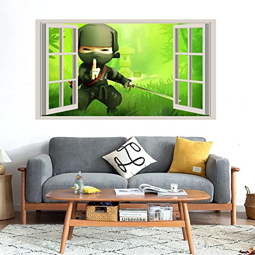 GADGETS WRAP Printed Wall Decal Sticker Fake Window Style Decal (90cm x 50cm) - Mini Ninja