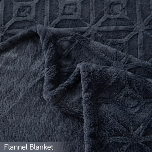 HOKIPO 220 GSM Flannel AC Throw Blanket Double Bed Queen, 200x230 cm / 6.5x7.5 feet, Dark Grey (AR-5259-DGRY)