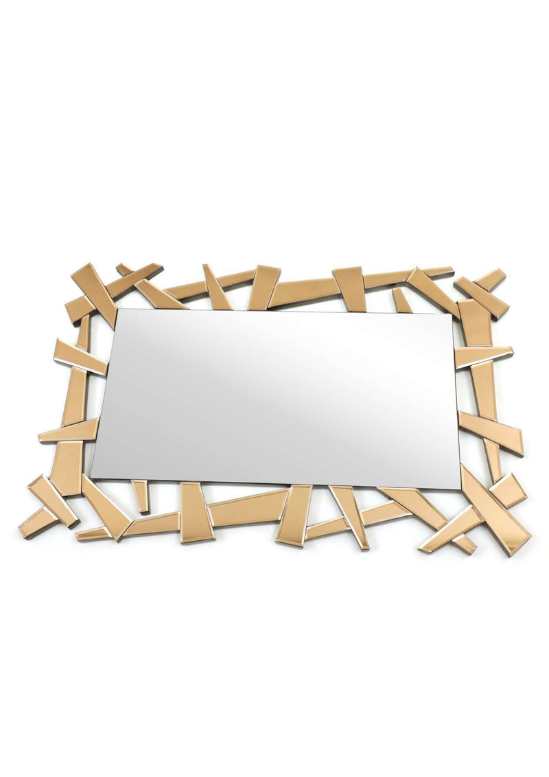 AR MODULERS Squar Balded Gold Chrome, Wall Mounted, Bathroom, Bedroom, Living Room Premium Segment Mirror