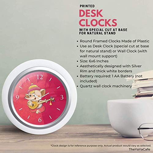 TheYaYaCafe Rakhi Gifts for Sister 6x6 Inches Round Desk Clock (White Frame, Unbreakable Flexiglass Cover, Analog) Dear Sister - Raksha Bandhan, Birthday