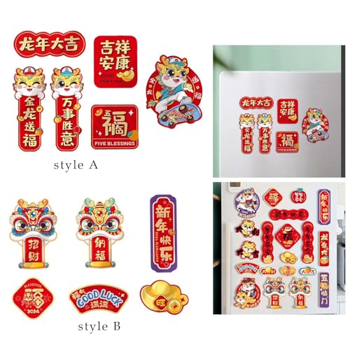 CALANDIS® 6 Pieces Chinese New Year Refrigerator Magnets 3D for Spring Festival Office Style A | 6Pieces Fridge Magnet