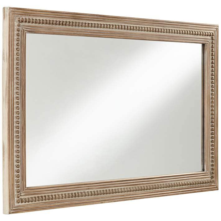 The Zara Enterprises Wooden Cream-Washed Wood Size 28" x 47 1/4" Rectangular Wall Mirror Only Frame Without Mirror