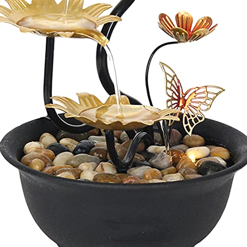 SAZ DEKOR Tabletop Water Fountain Waterfall Ornament LED Lights USB Living Room