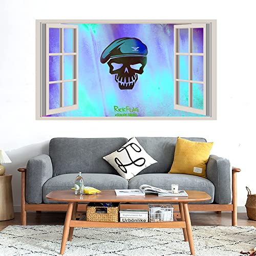 GADGETS WRAP Printed Wall Decal Sticker Fake Window Style Decal (90cm x 50cm) - Skull Squad