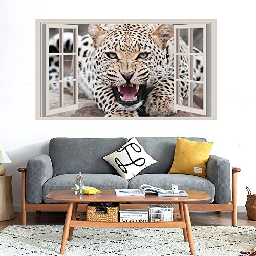 GADGETS WRAP Printed Wall Decal Sticker Fake Window Style Decal (90cm x 50cm) - Leopard