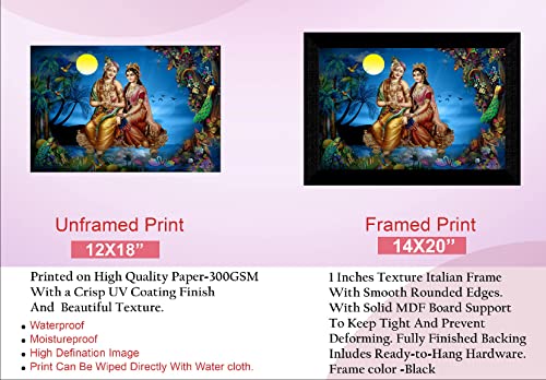 SAF Pack of 1 Radha krishna religious modern art wall painting with framed for living room 11 inch x 14 inch CANFM31328